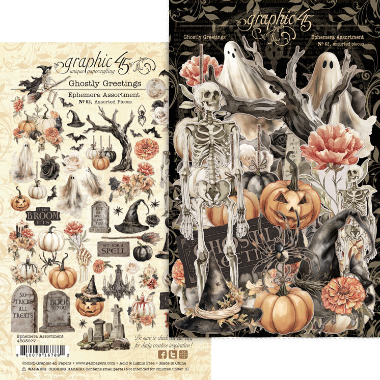 GRAPHIC 45 *GHOSTLY GREETINGS* COLLECTION BUNDLE ~ FALL HALLOWEEN *SHIPS FREE*