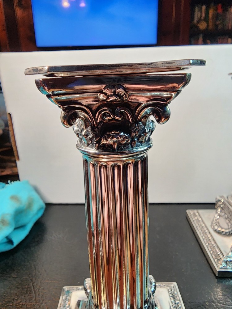 Martin Hall & Co Sterling Silver Corinthian Column Candlesticks