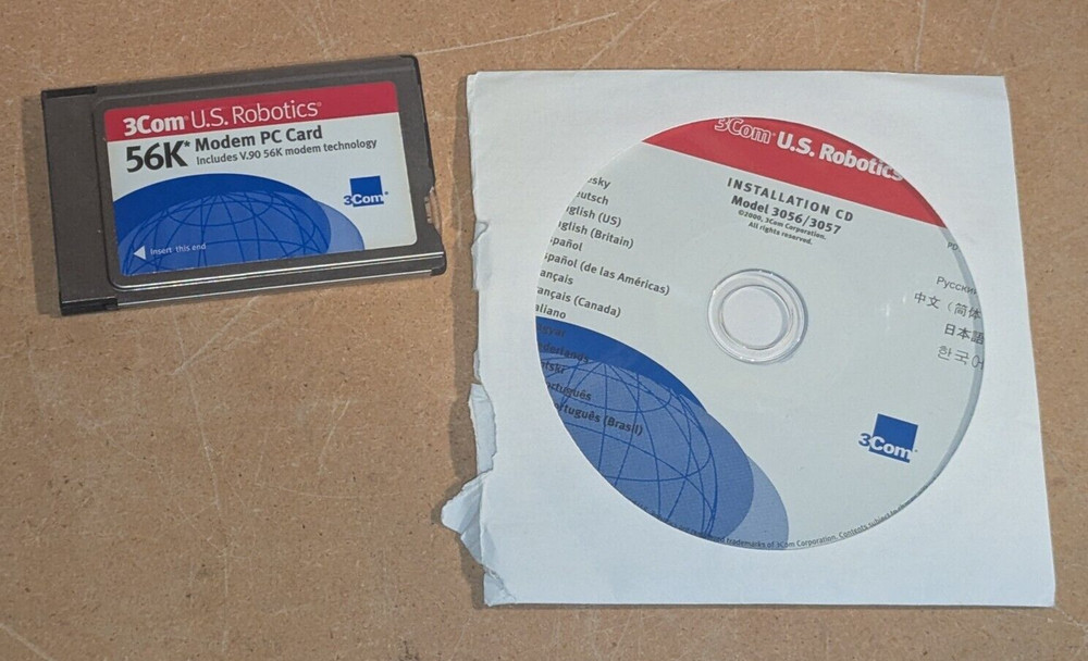 3Com US Robotics 56K Modem PC Card - Model 3056