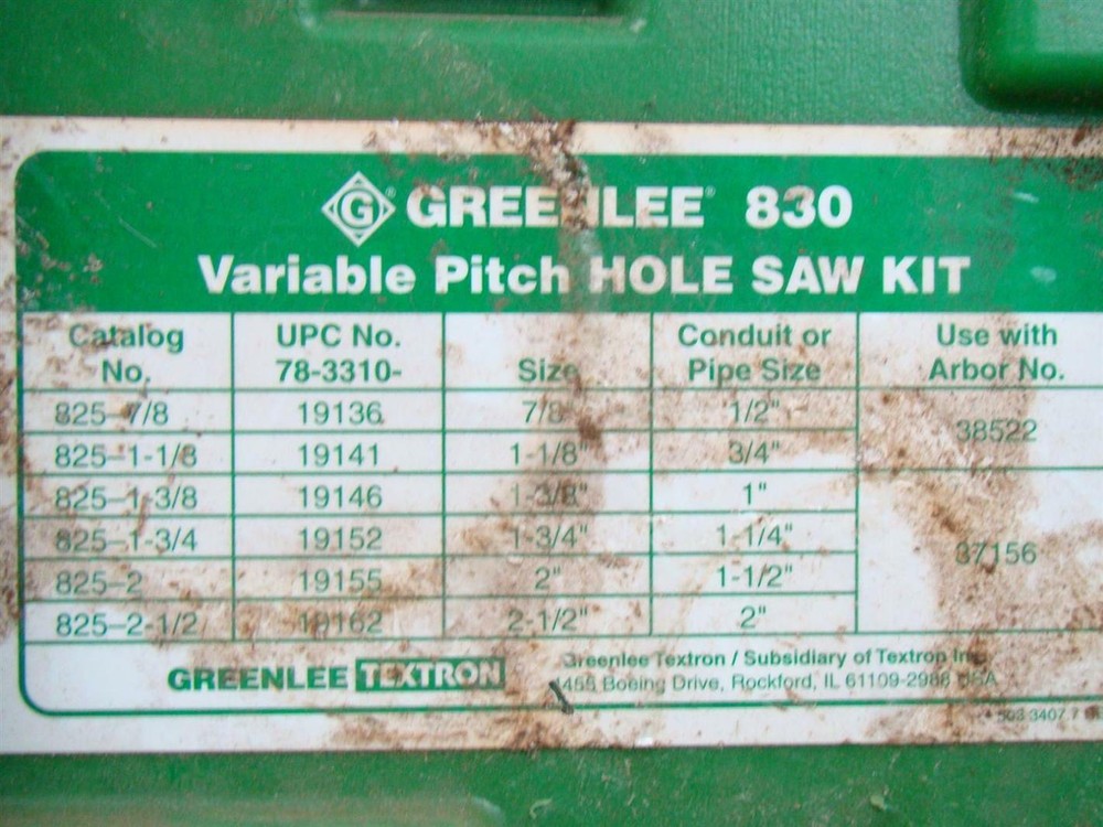 GreenLee Variable Pitch Hole Saw Kit , 830
