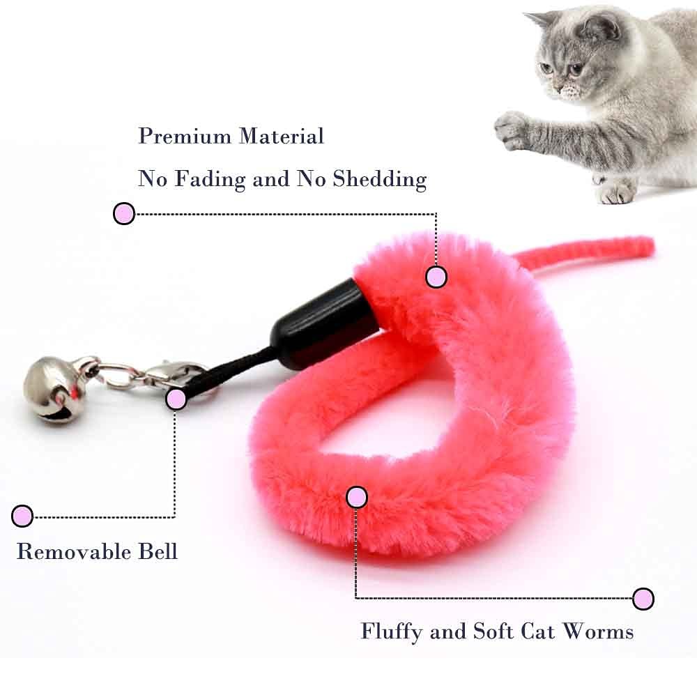 10-Pack Cat Worm Toys Interactive Cat Wand Replacement Refill Attachments