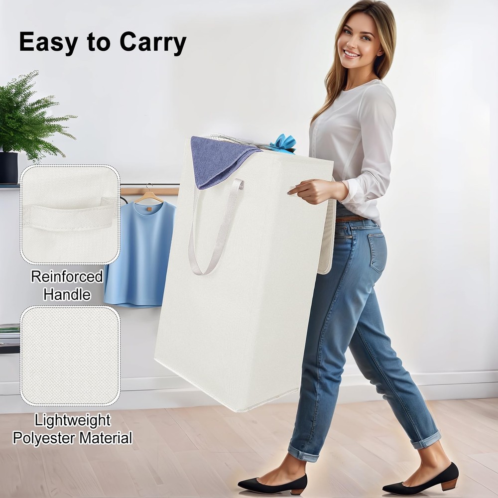 75L Slim Laundry Hamper with Lid,Large Foldable Laundry Basket with Removable...