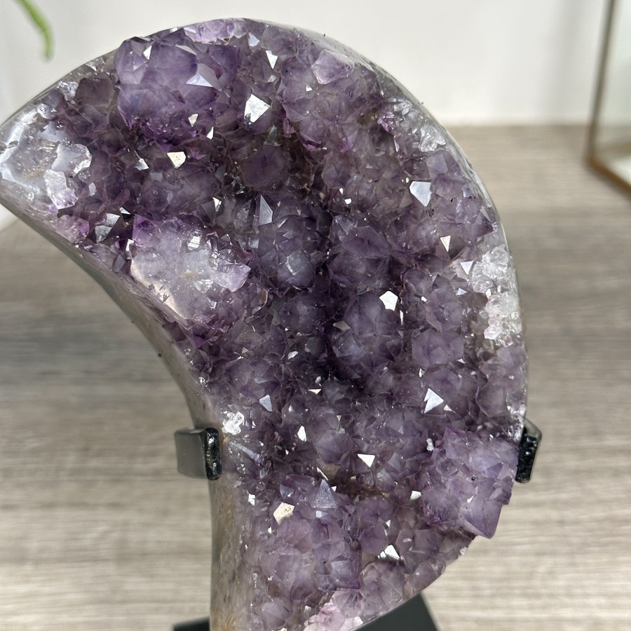 Amethyst Moon Shape Crystal Cluster on Stand. MWS2576