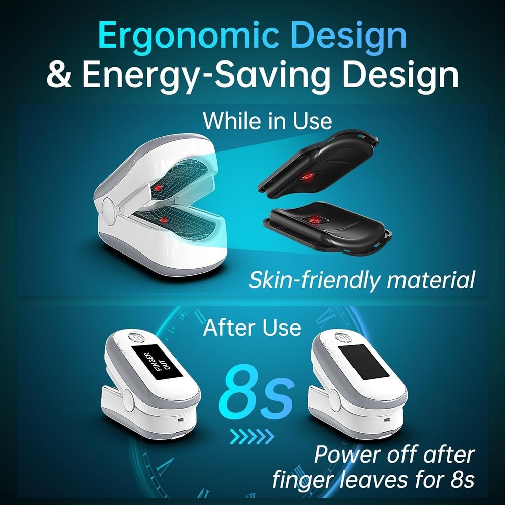 High-Precision Blood Oxygen Monitor with 1.3inch OLED Display & Memory Function