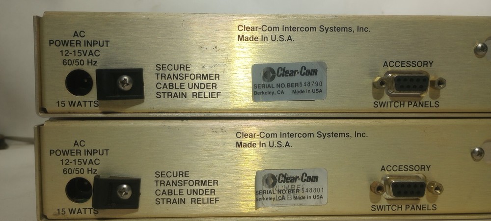 Two Clean Working Clear-Com ICS-102 Matrix Plus II Master Stations w/ AC Adapt.
