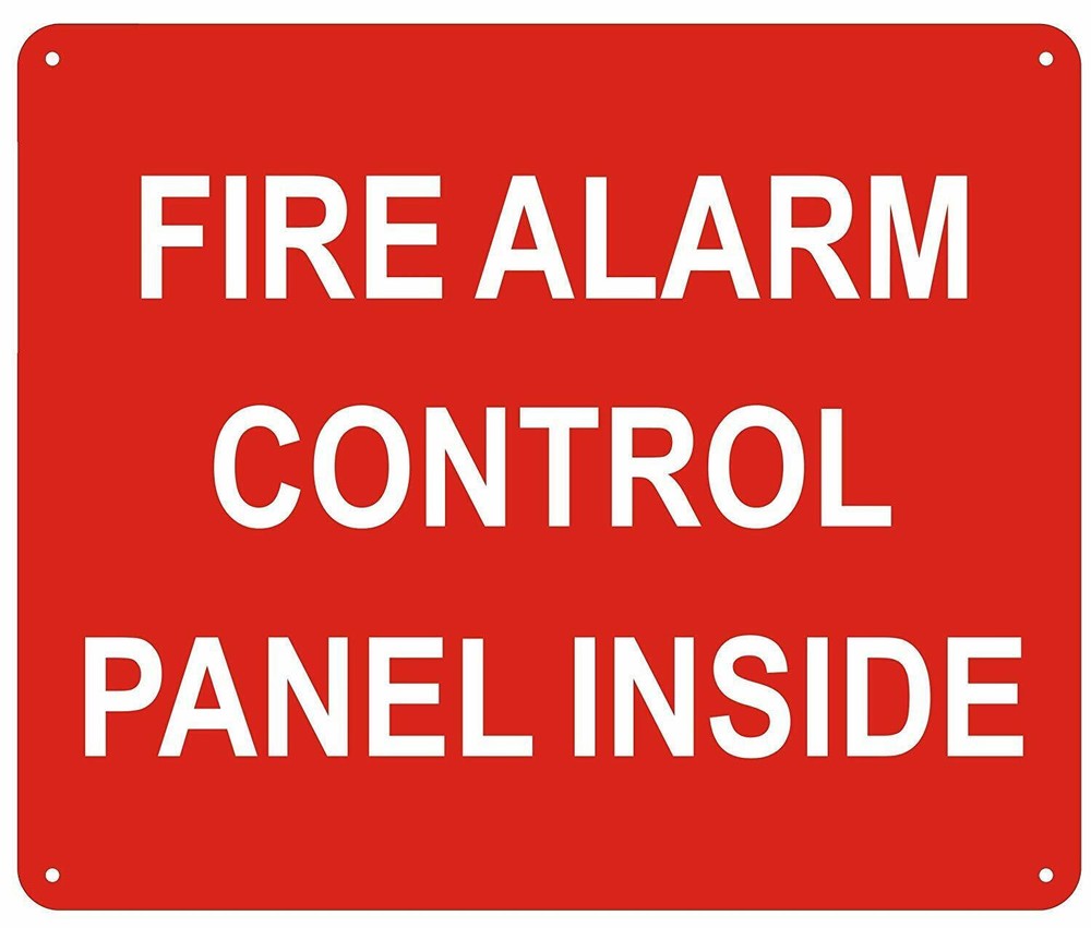 FIRE ALARM CONTROL PANEL INSIDE SIGN, ( 12 X 10, RED,ALUMINUM)