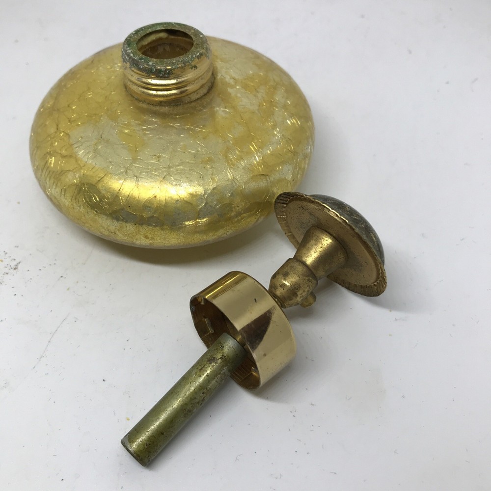 Vintage DeVilbiss Magic Mist Bulbless Perfume Atomizer Gold Crackle Glass As Is