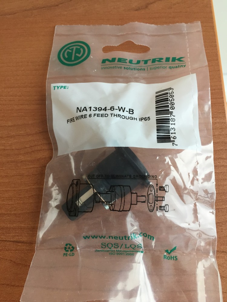 Neutrik NA1394-6-B Fire Wire 6 Feed Through IP65