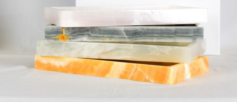 Handmade Onyx Marble Vanity Tray | Rectangular Table Organizer | Each Piece Gift