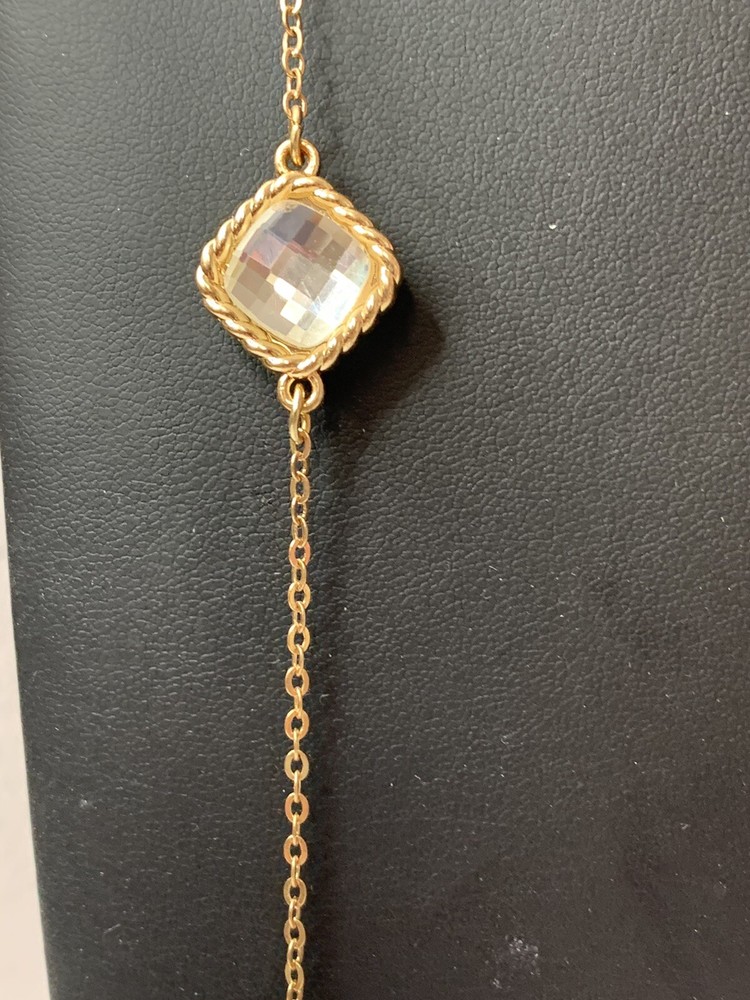 set clear stone goldtone necklace LONG