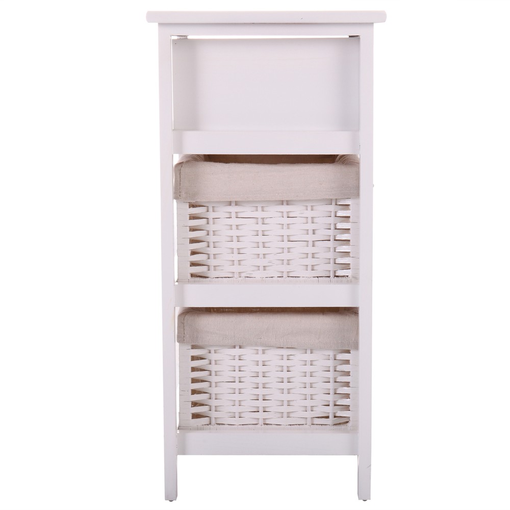 Bedside Table Modern End Table Tall Legs One Drawer Nightstand Baskets Storage