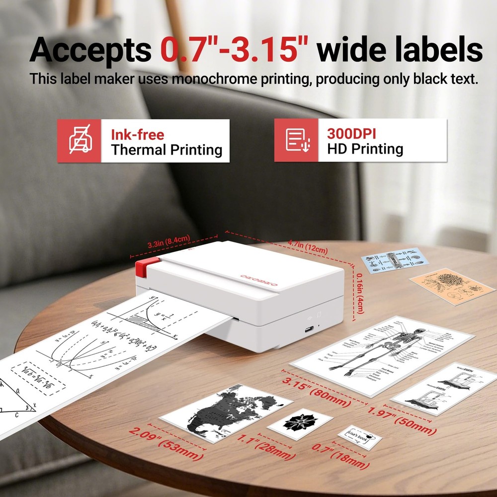 ORGBRO Sticker Printer Machine, X3 Mini Printer Print Pods Portable Thermal I...