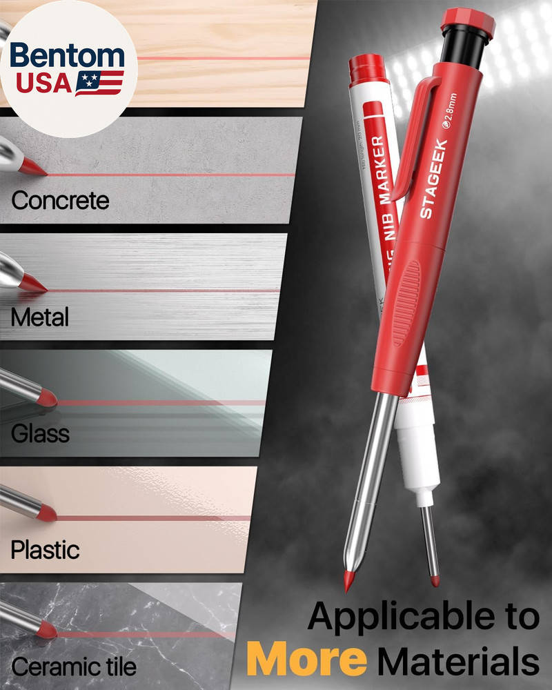 2PCS Carpenter Pencils with Sharpener, Heavy Duty Woodworking Tools, Mechanical