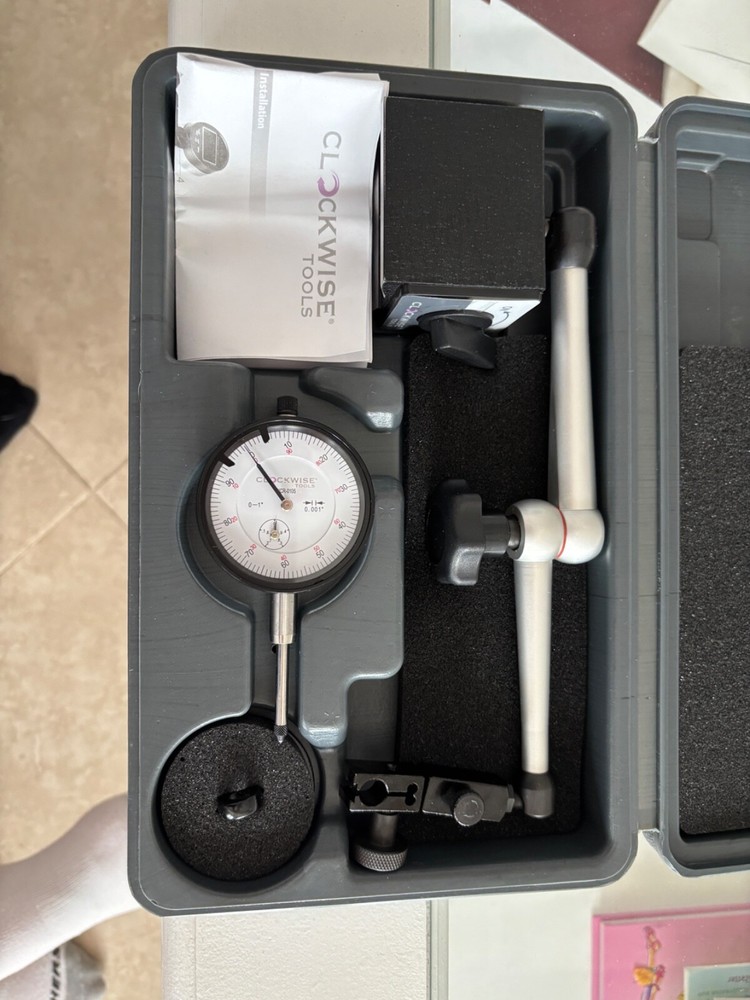 Clockwise Tools Dial Indicator with Magnetic Base Holder Stand, DICR-0105