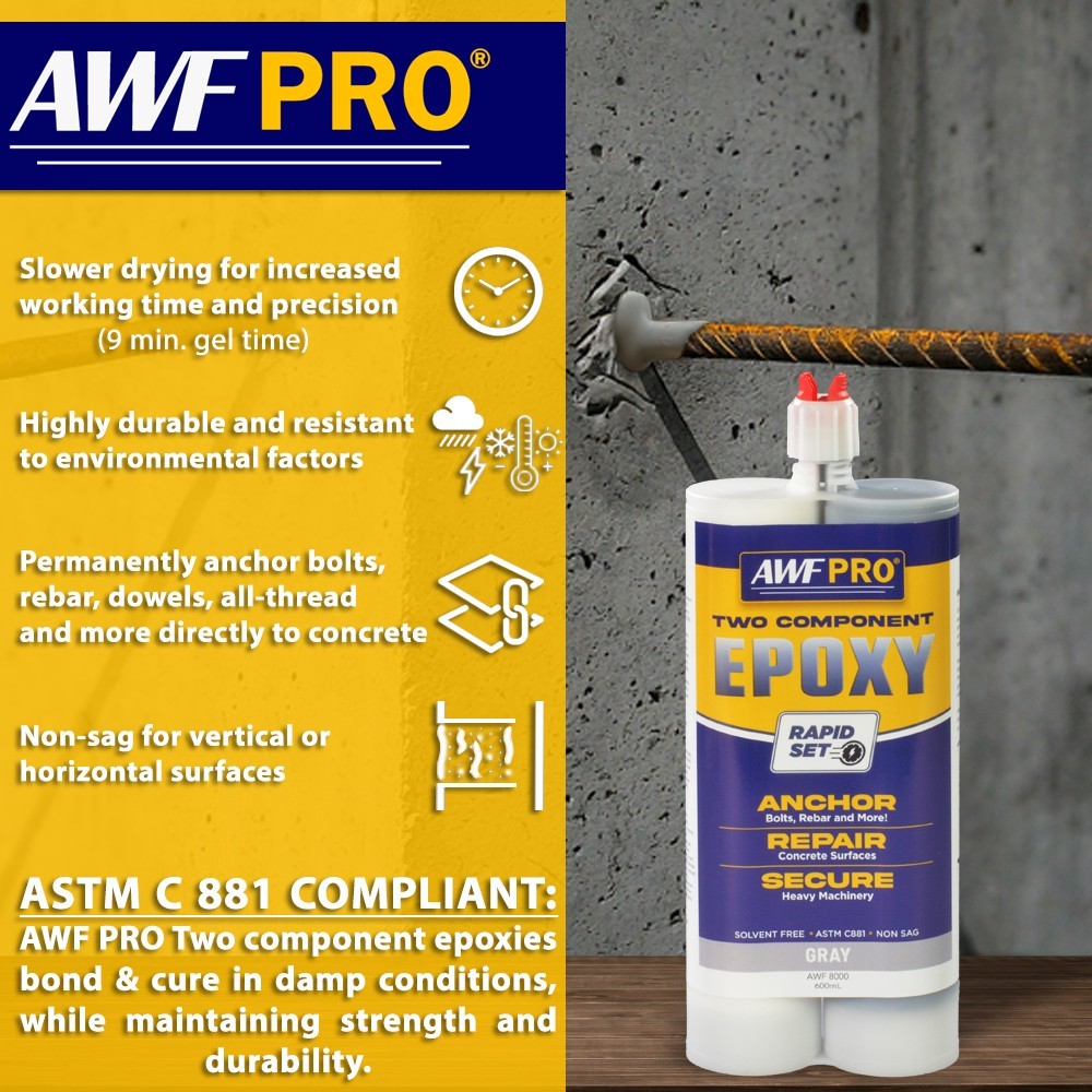 AWF PRO Two Component Rapid Set High Strength Epoxy, 20.2 oz. (Pack of 2)