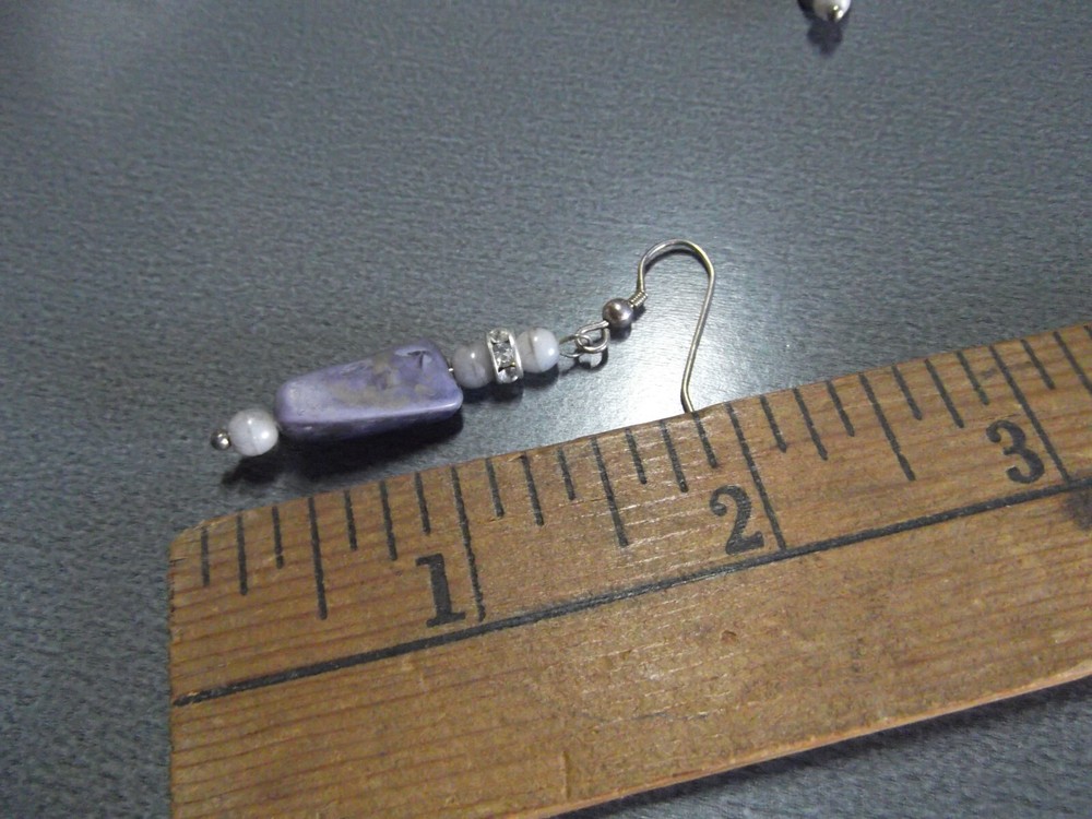 1 Pair Old 1"in Stone Rock Purple Dangler