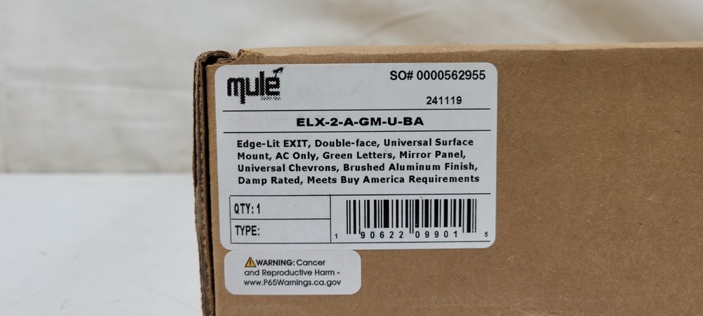 Mule Edge-Lit Double-Face Surface Mount Exit Sign - Mirror/Green ELX-2-A-GM-U-BA