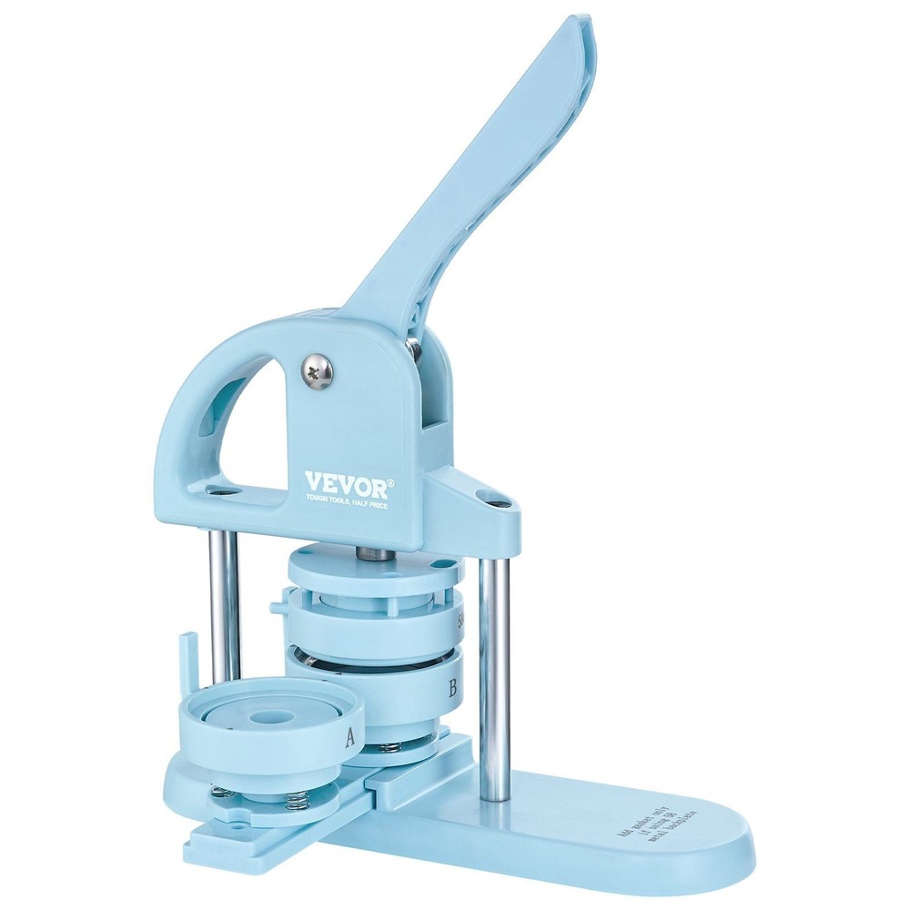 Ergonomic Arc Handle Button Maker 3-in-1 25/32/58mm Press Machine Blue