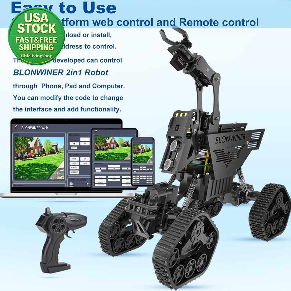 Robot Car Kit for Raspberry Pi Smart Robotics Arm STEM Programming Tank Kit