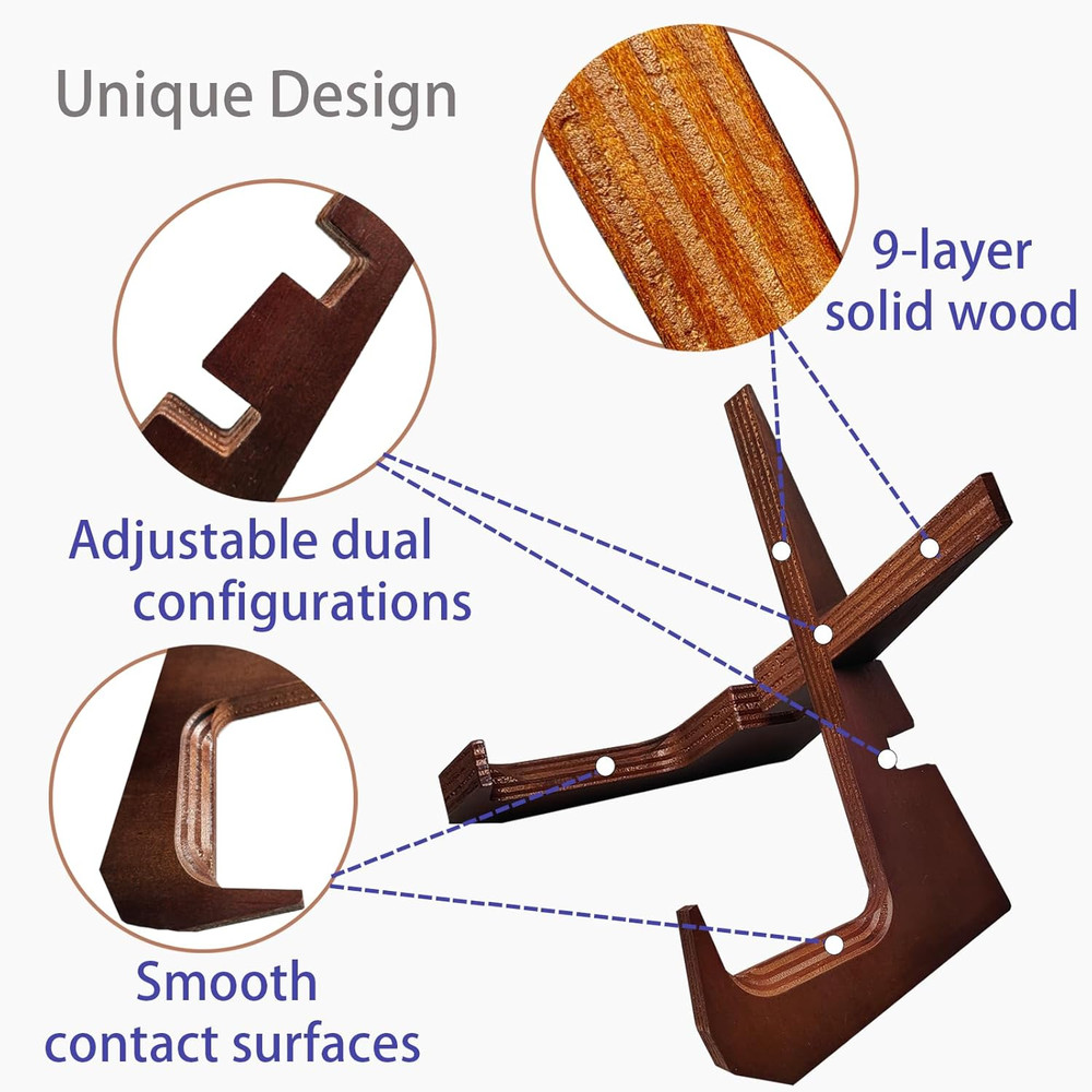 Adjustable Wooden Cookbook Stand Kitchen Book Tablet Display Holder Gift