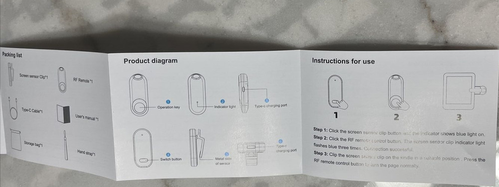 RF Remote Control Page Turner Black NEW