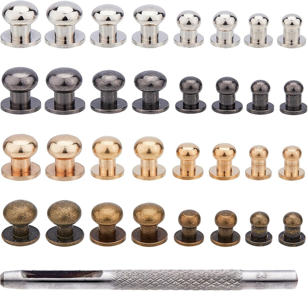 64 Sets 4 Colors Button Studs, 7 8 9 10mm Metal Studs Rivets Screwback Spots ...