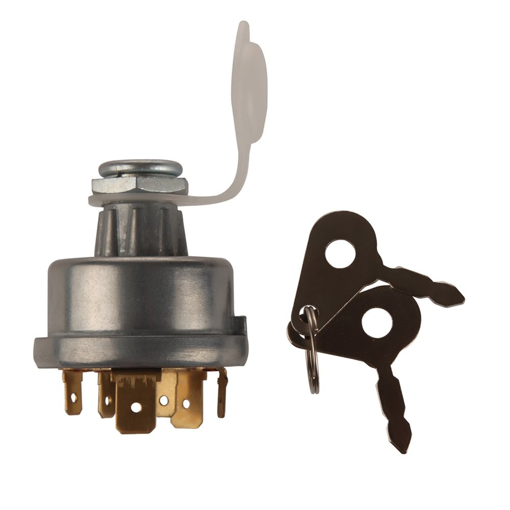 Ignition switch with keys for tractors and loaders.