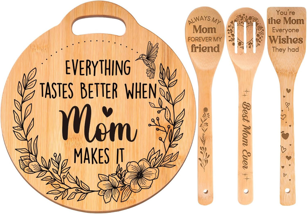 Birthday Gifts for Mom - Cute Engraved Bamboo Cutting Board Set, Perfect Mom ...