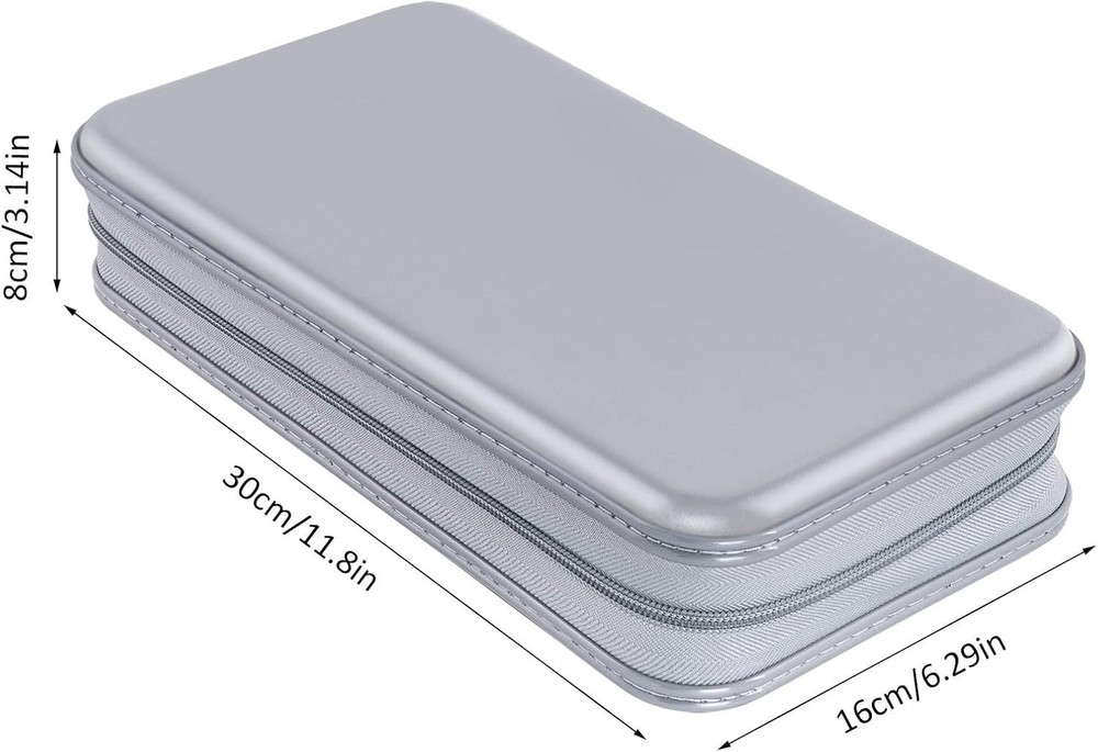 CD Case Holder, 80 Capacity CD/DVD Holders Wallet Hard Plastic Silver