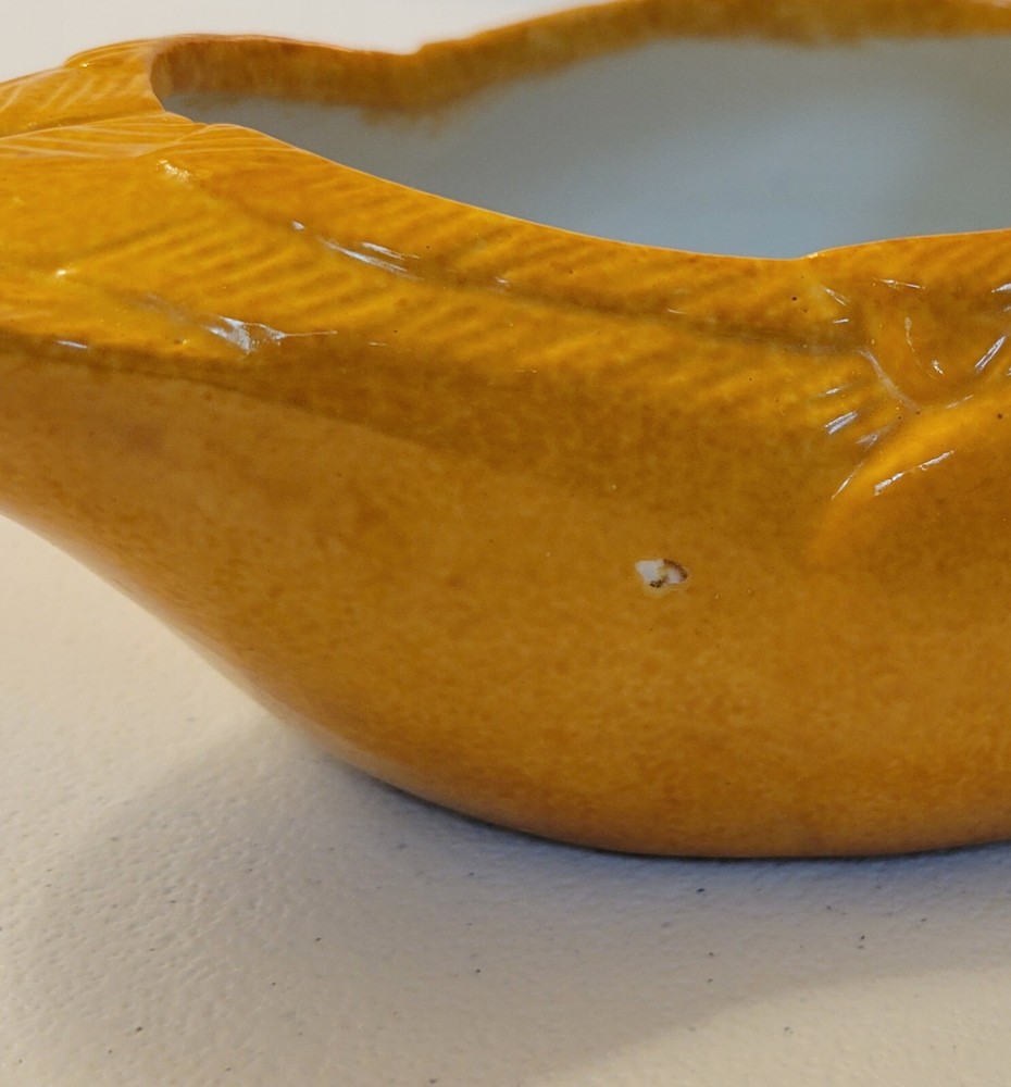 Ceramic Duck Planter Orange/Yellow Speckled Spring Decor Gardening