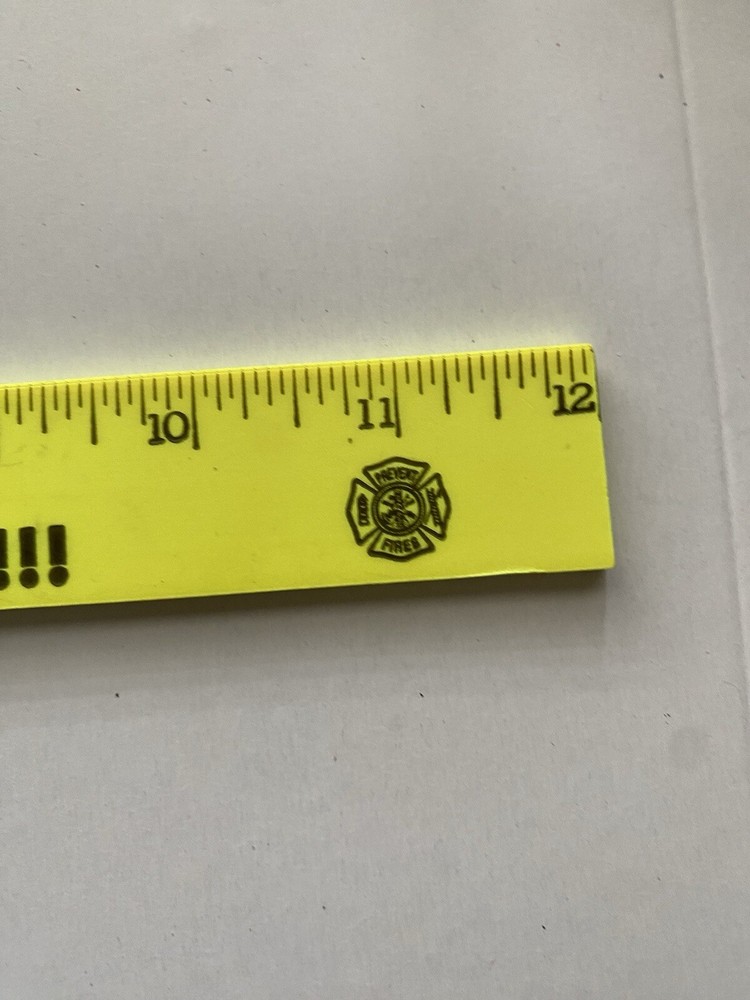 1990s Fire Department Plan and Practice Fire Exit Drills Neon Measurement Ruler