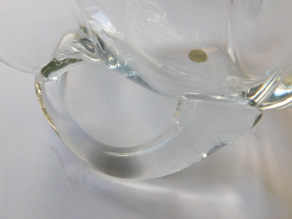 CLEAR HANDMADE APPLIED HANDLE PINCHED SPOUT PITCHER POLAND