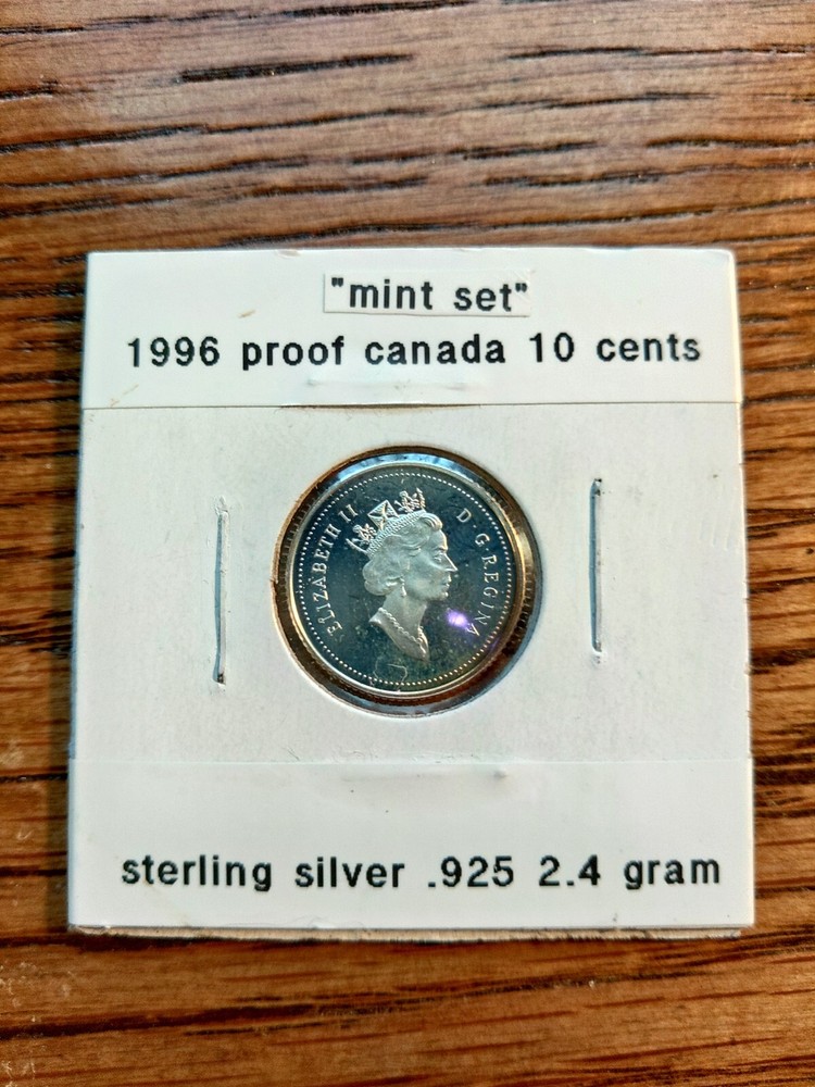 rare silver 1996 sterling .925 canada ten cent proof