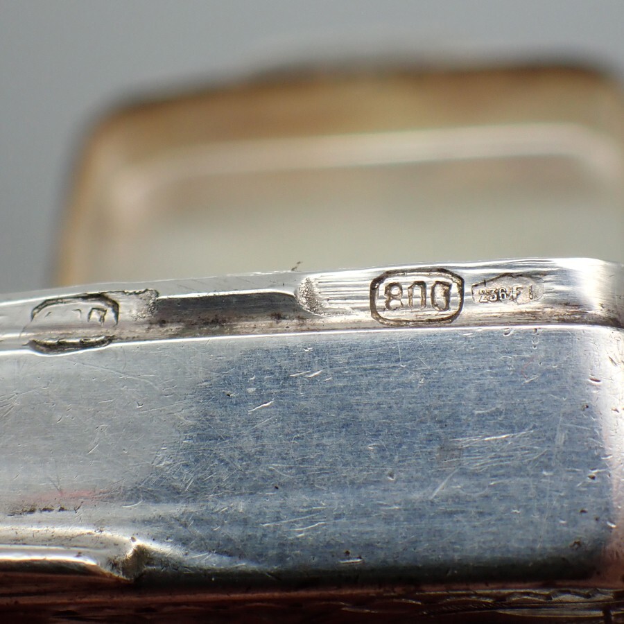 Engraved Square Pill Box 800 Silver Italy
