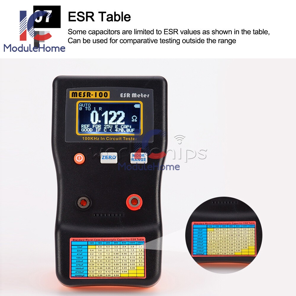 MESR-100 ESR Capacitance Ohm Meter Capacitance Internal Resistance Circuit Meter
