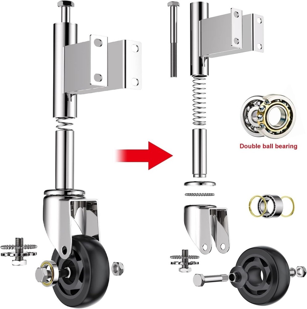 Spring Loaded Gate Casters 3” Heavy Duty Gate Caster Wheels with Hardware