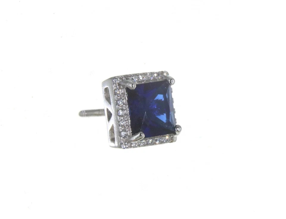 Solid .925 Sterling Silver Square Shaped Micro Pave Stud Earrings Cubic Zirconia