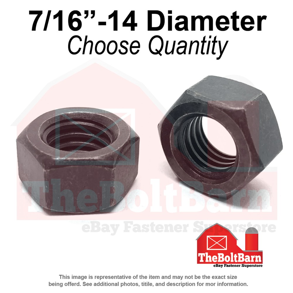 7/16"-14 Grade 8 Finished Hex Nuts Plain Coarse Thread (Pick Quantity)