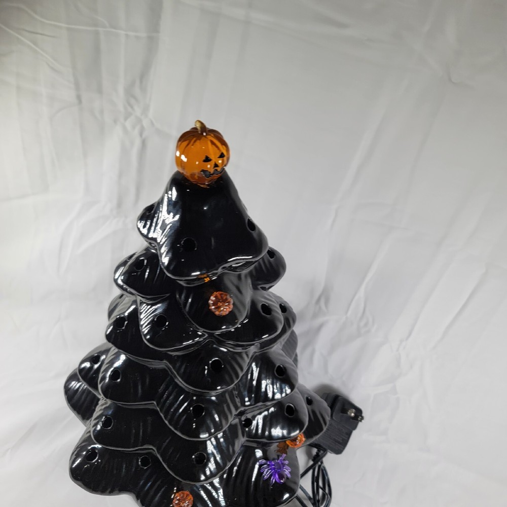 Mr. Christmas 12" Illuminated Ceramic Nostalgic Tree Black -Missing ORNAMENTS