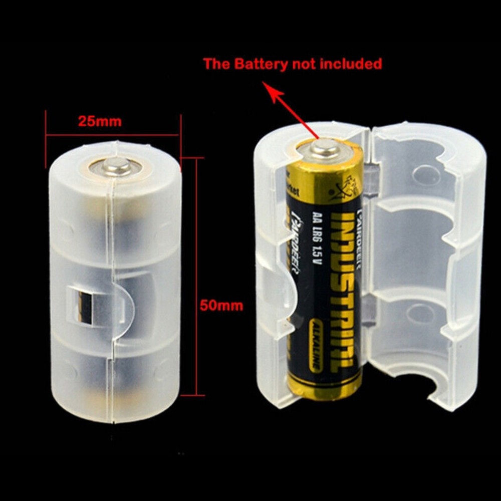 AA To C Size Battery Converter Adapto/Adapter Case Holder Storage Plastic Box