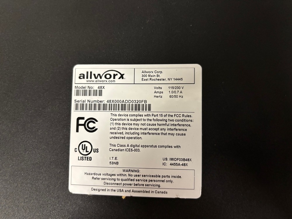 Allworx 48x VOIP Business Phone System Network Server w-power cord Working Pull