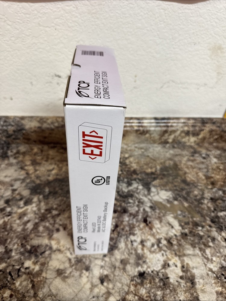 TCP Energy Efficient Compact Exit Sign Red LED 22743 Battery Backup