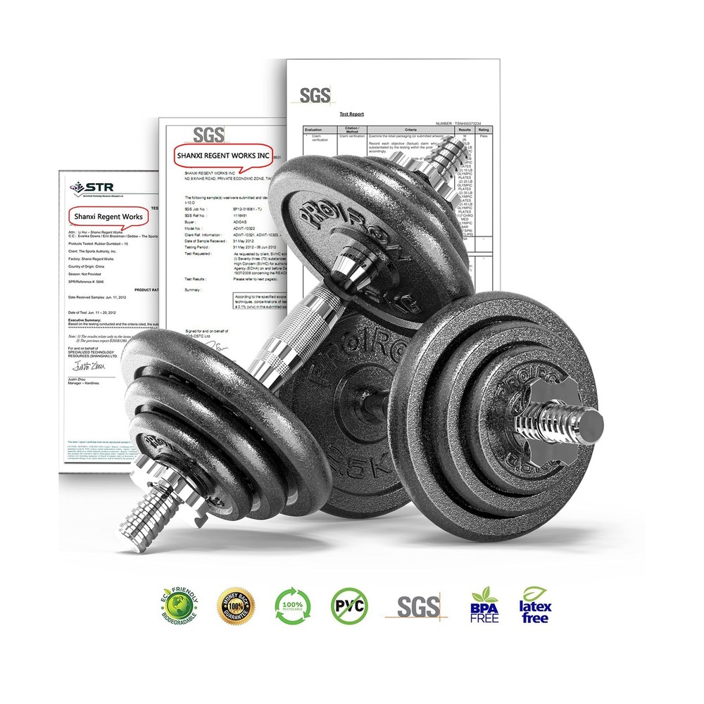 PROIRON 44Lbs Cast Iron Adjustable Dumbbell Set Hand Weight with Solid Dumbbe...