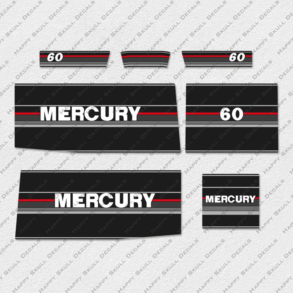 Mercury 60 hp Two Stroke 1990-1991 outboard engine decals sticker set