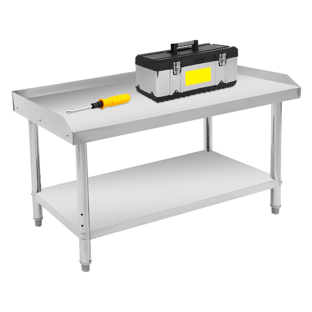 48*24*35-36" Adjustable Commercial Work Table With Backsplash Silver Work Table
