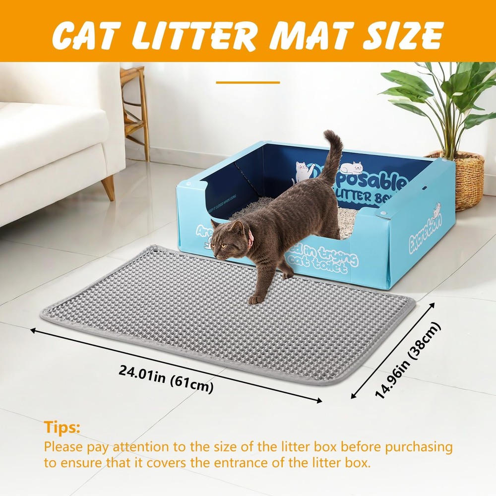 ondware Cat Litter Mat, 24x15 Inch Double Layer Litters Box Mat, Waterproof C...