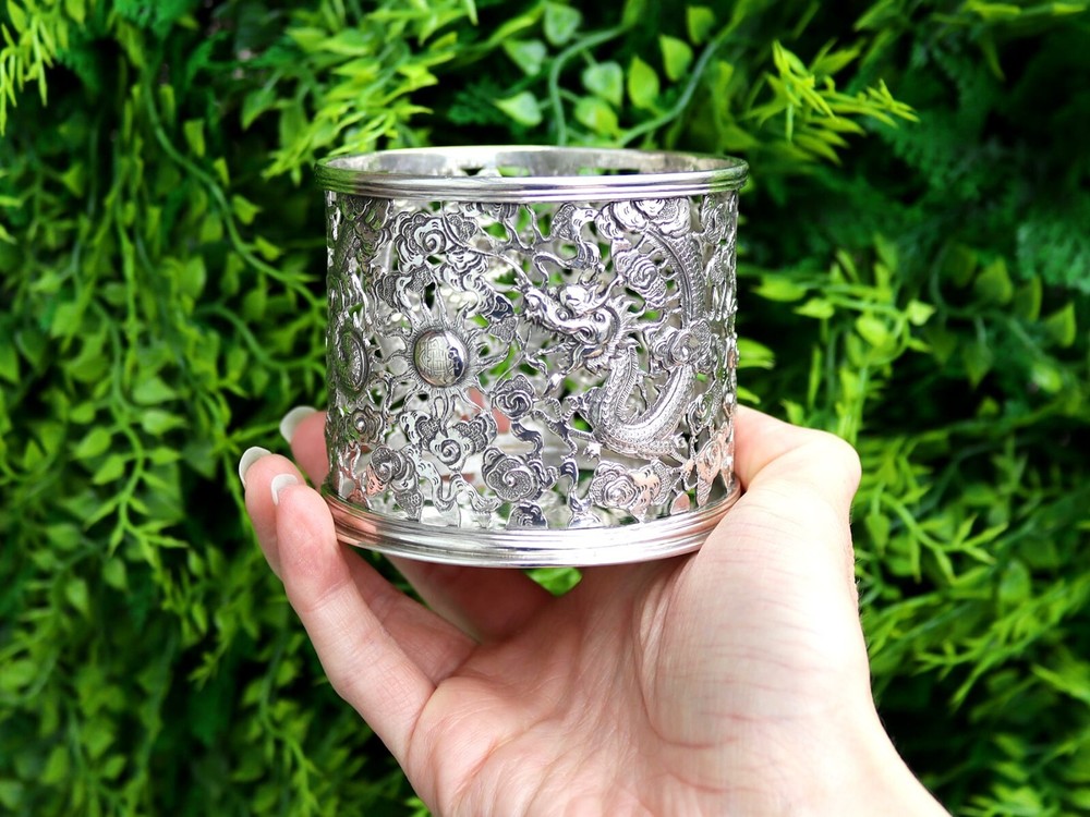 Chinese Export Silver Bottle Coaster - Antique Circa 1900