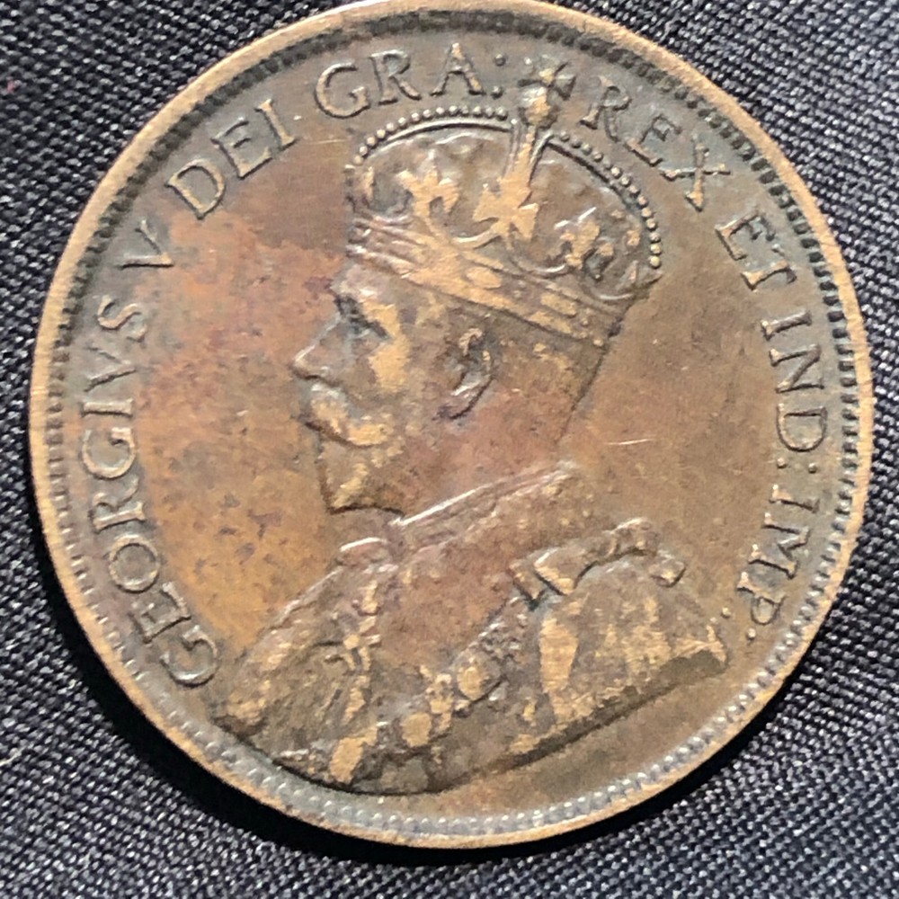 1917 Canada 1 Cent Bronze Coin - VF (Very Fine) condition