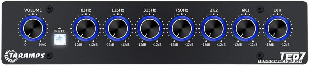 TEQ 7 Stereo 7-Band Graphic Equalizer RCA Input 2 Channels HPF and LPF Filter...