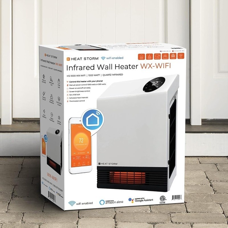 Infrared Wall Mount Heater Adjustable Thermostat Remote Control Safe Design